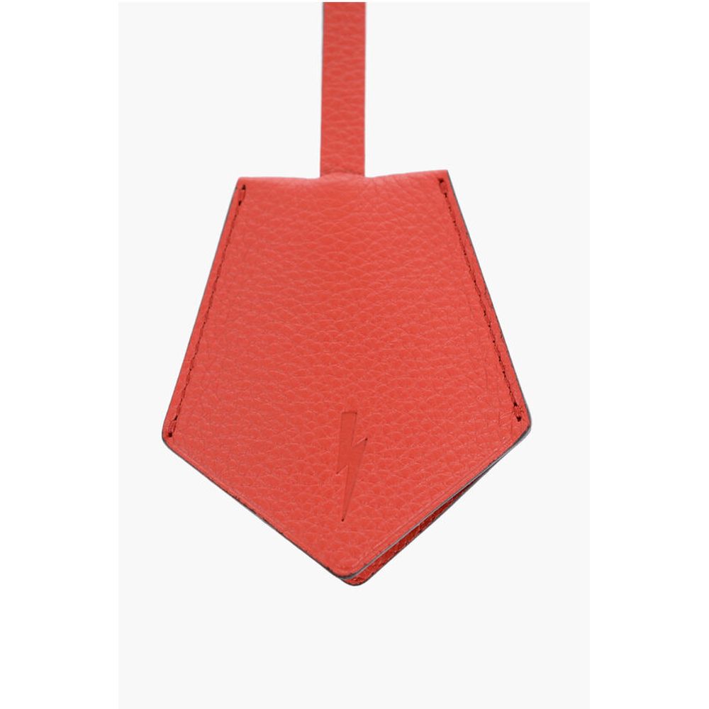 Neil Barrett Solid Color Textured Leather Keyring