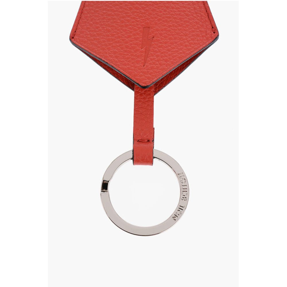 Neil Barrett Solid Color Textured Leather Keyring