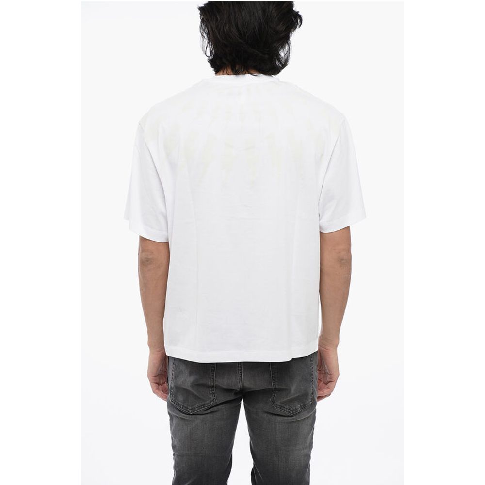 Neil Barrett Dropped Shoulder FAIRISLE THUNDERBOLT Cotton T-Shirt