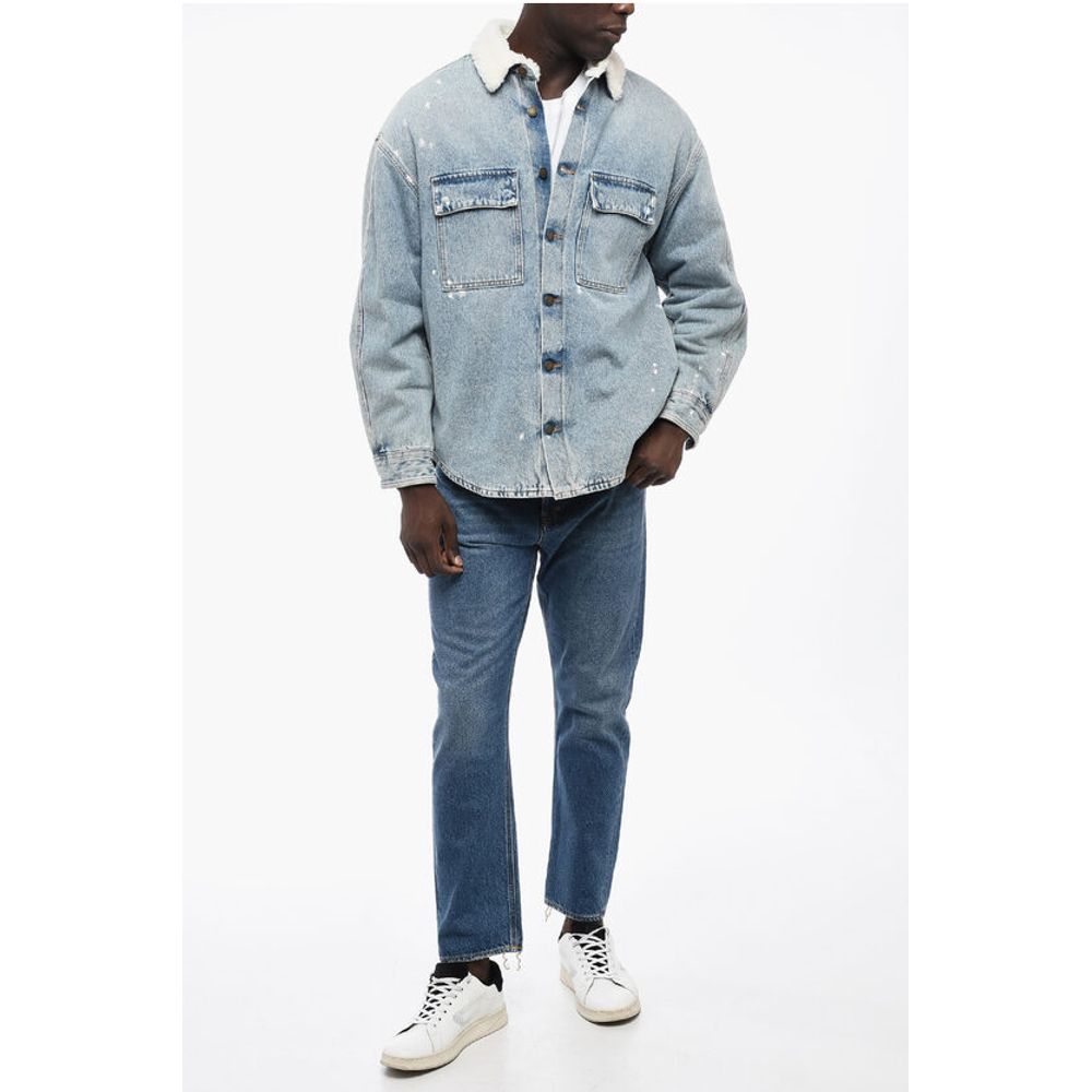 Darkpark Paint-Splatter Denim Jacket with Shirling Lining