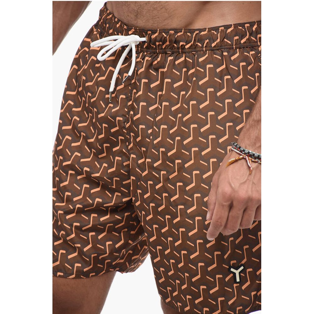 Yes I Am Geometric-patterned Swimshorts