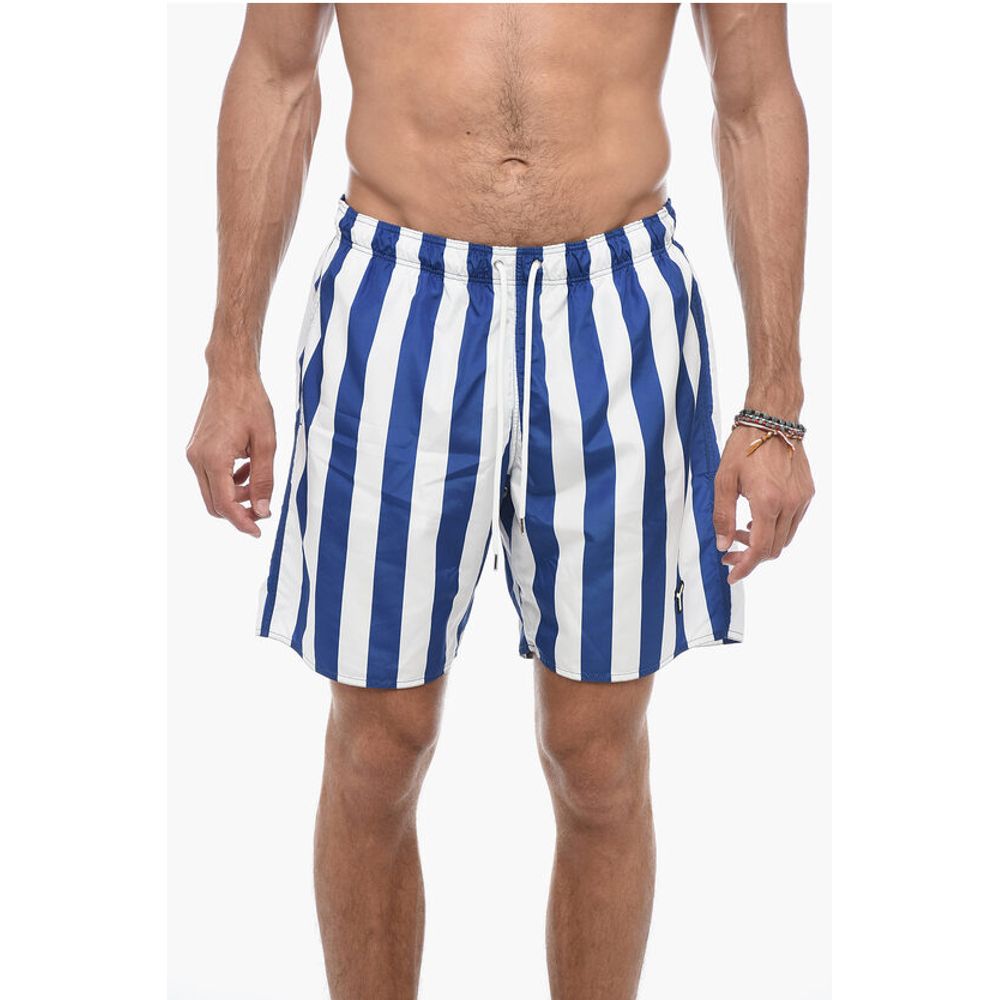 Yes I Am Stripe-patterned Swimshorts