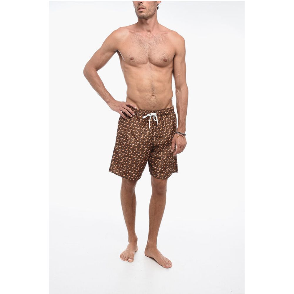 Yes I Am Geometric-patterned Swimshorts