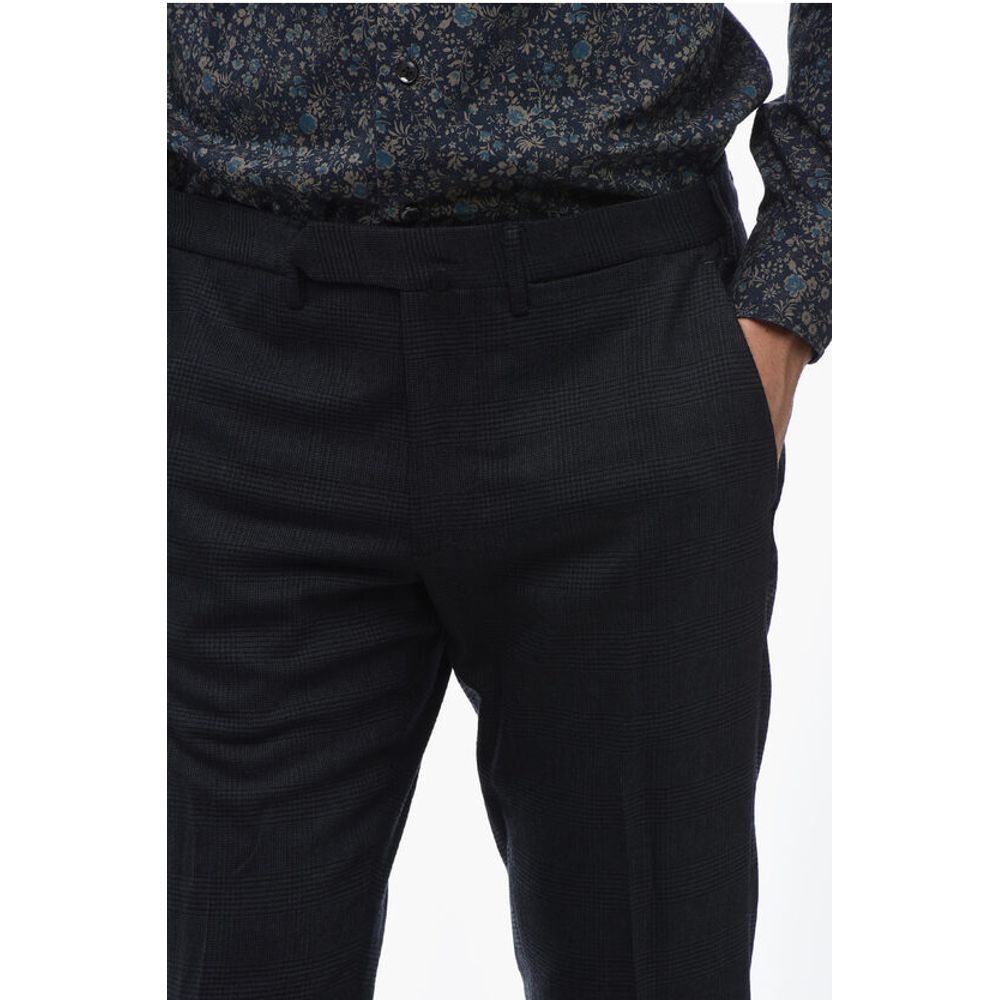 Santaniello Prince of Wales Motif Pants with Belt Loops
