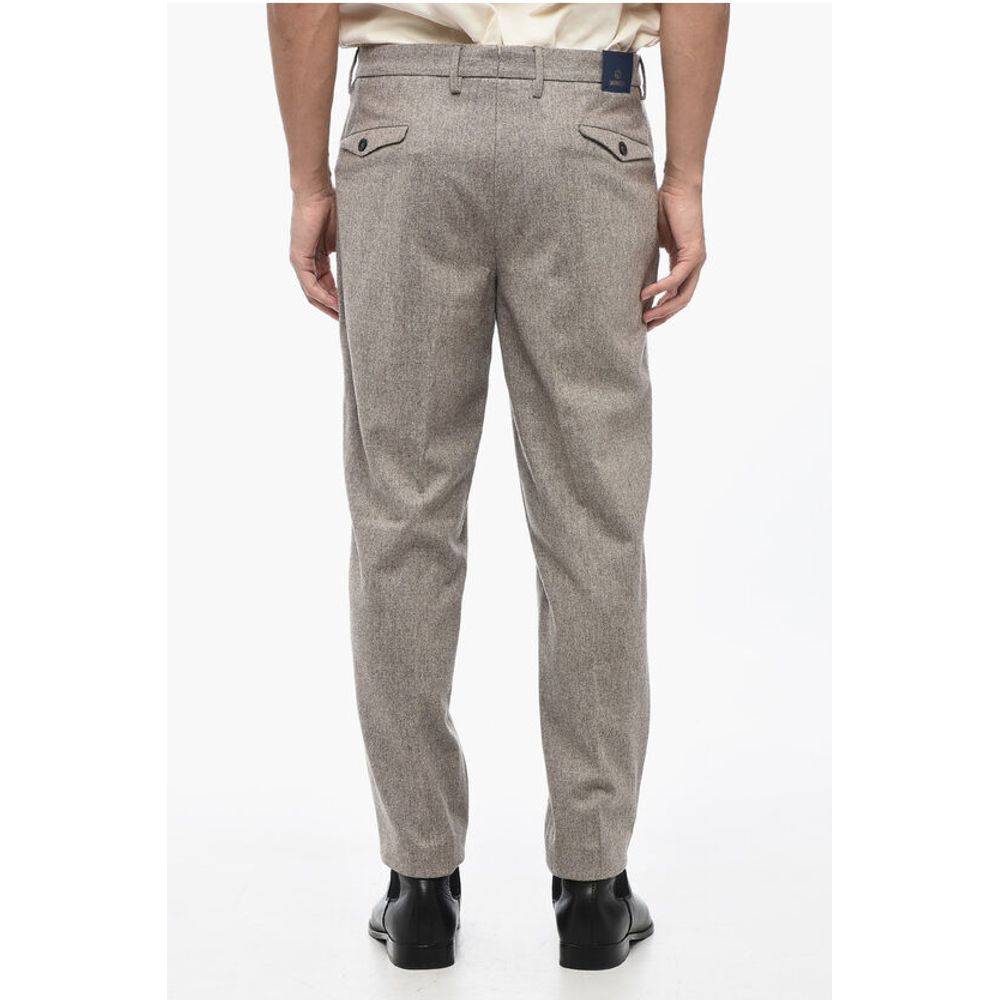 Santaniello Single-Pleat Wool Pants with Belt Loops