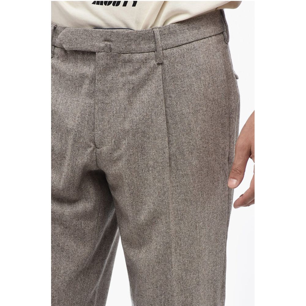 Santaniello Single-Pleat Wool Pants with Belt Loops