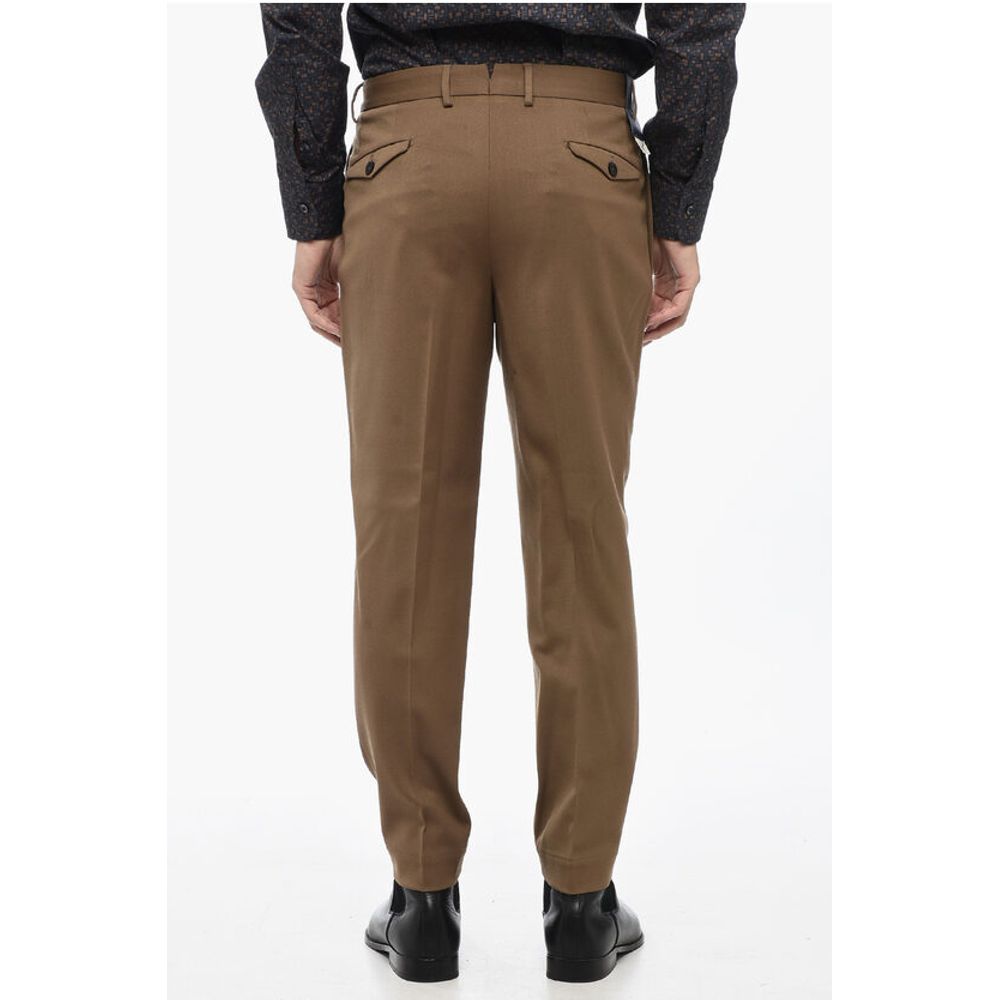 Santaniello Wool Blend IL VIAGGIATORE Single-Pleat Pants with Belt Loops