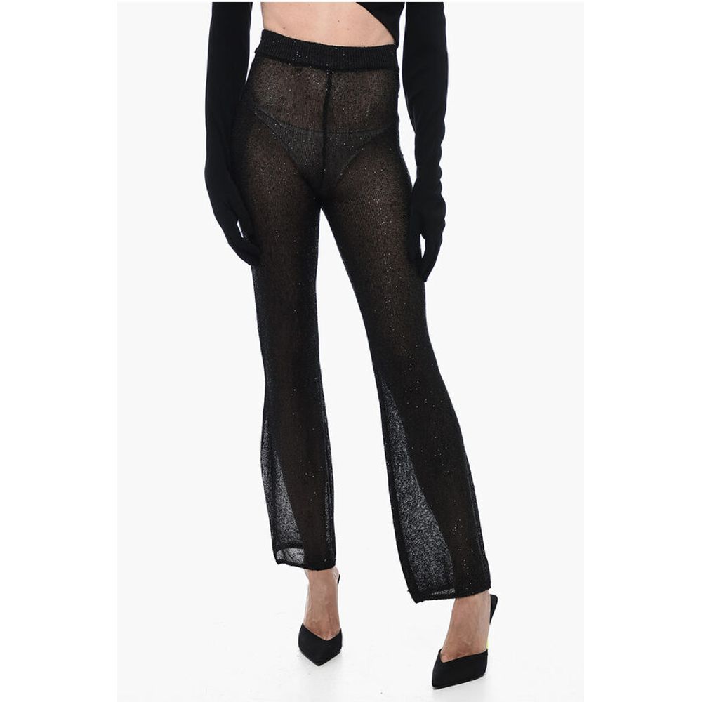 Remain See Through Knitted Pants with Sequines