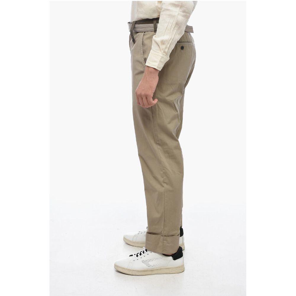 Sacai Belted Chino Pants with Turn-Up Hems