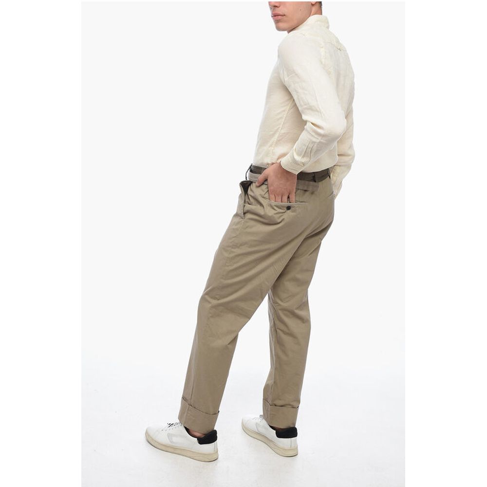 Sacai Belted Chino Pants with Turn-Up Hems