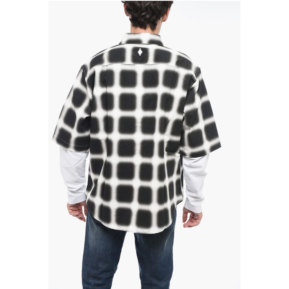 Marcelo Burlon Snap Buttoned BLURRED CHECK Cotton Shirt