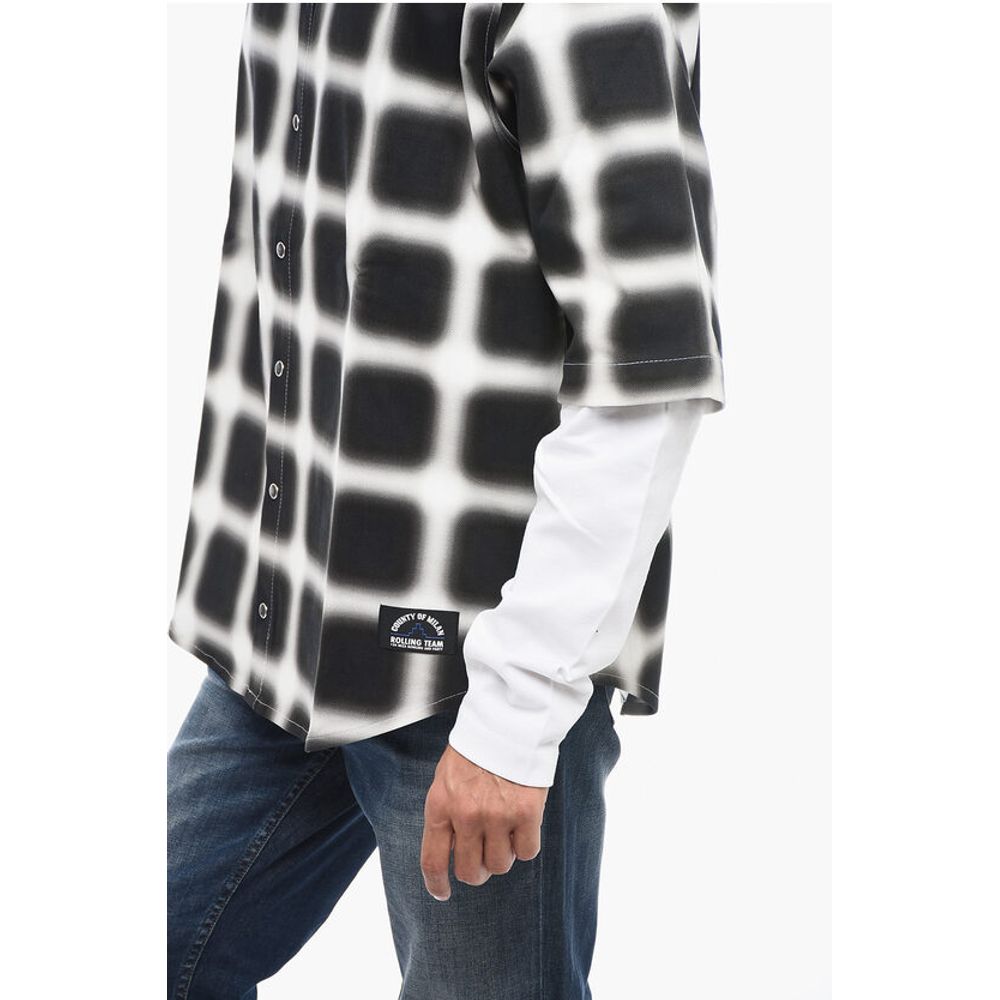 Marcelo Burlon Snap Buttoned BLURRED CHECK Cotton Shirt