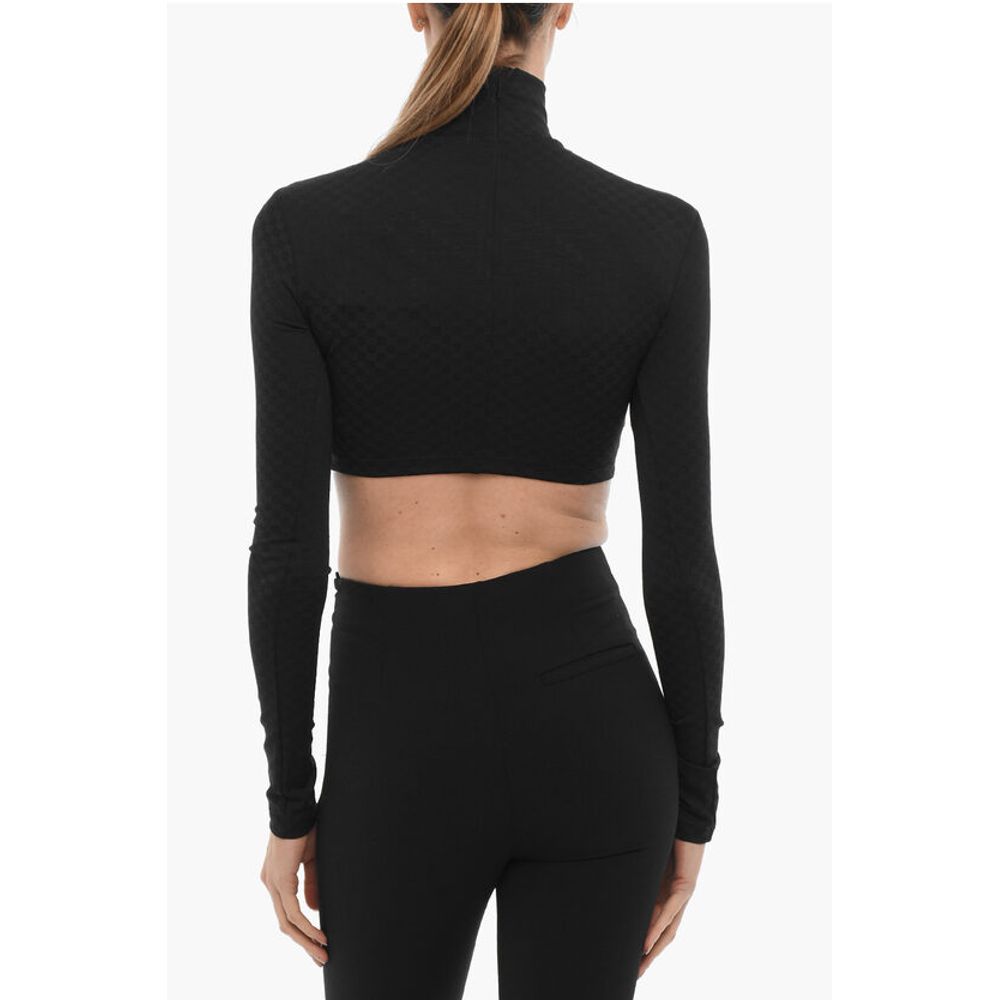 Ambush All-Over Monogram Turtle-neck Crop Top