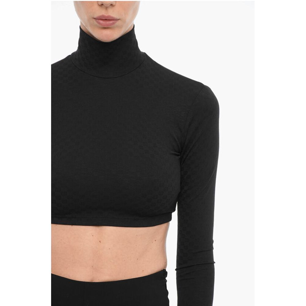 Ambush All-Over Monogram Turtle-neck Crop Top
