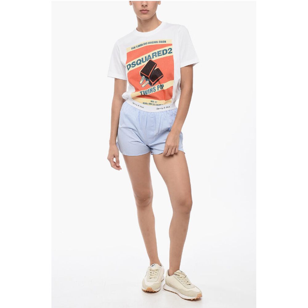 Sporty & Rich Shorts CASSIE WOMAN in Tinta Unita con Banda Elastica Logata