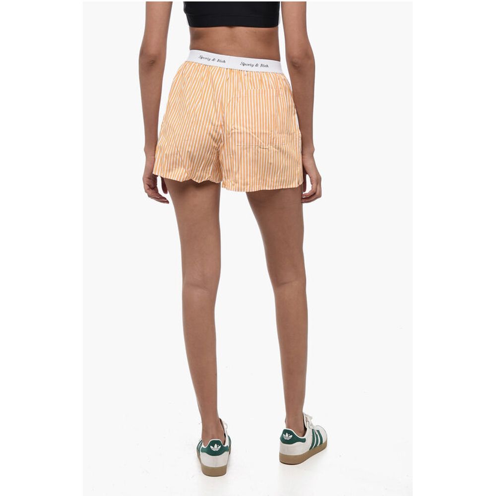 Sporty & Rich Striped CASSIE Shorts with Logoed Elastic Band