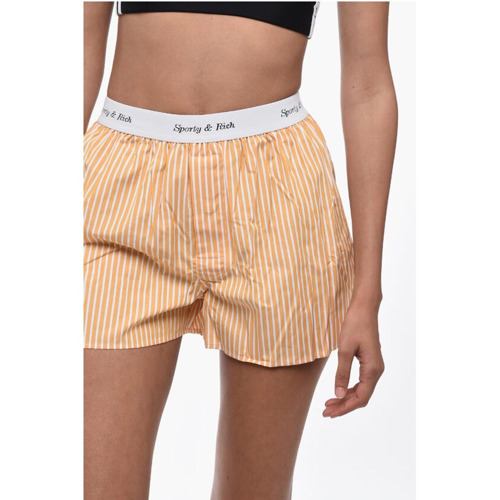 Sporty & Rich Striped CASSIE Shorts with Logoed Elastic Band