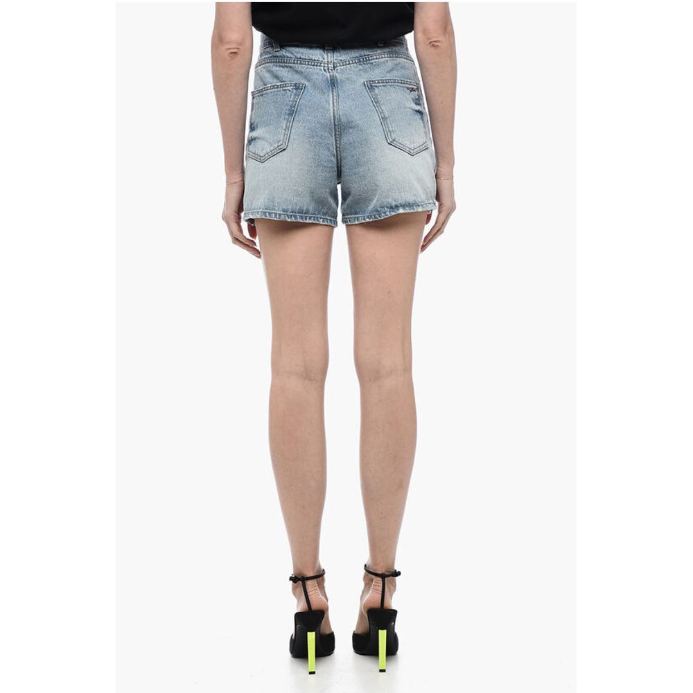We11done Denim Shorts with Frayed Hem