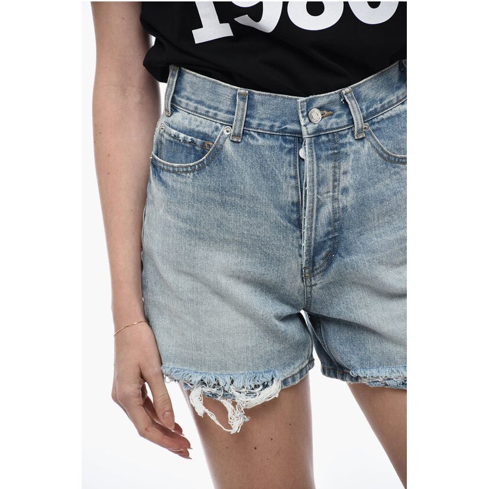 We11done Denim Shorts with Frayed Hem