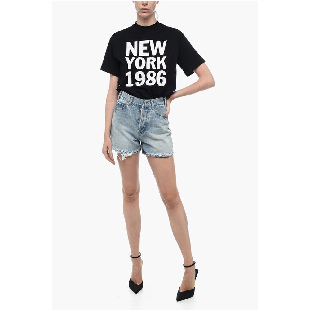 We11done Denim Shorts with Frayed Hem