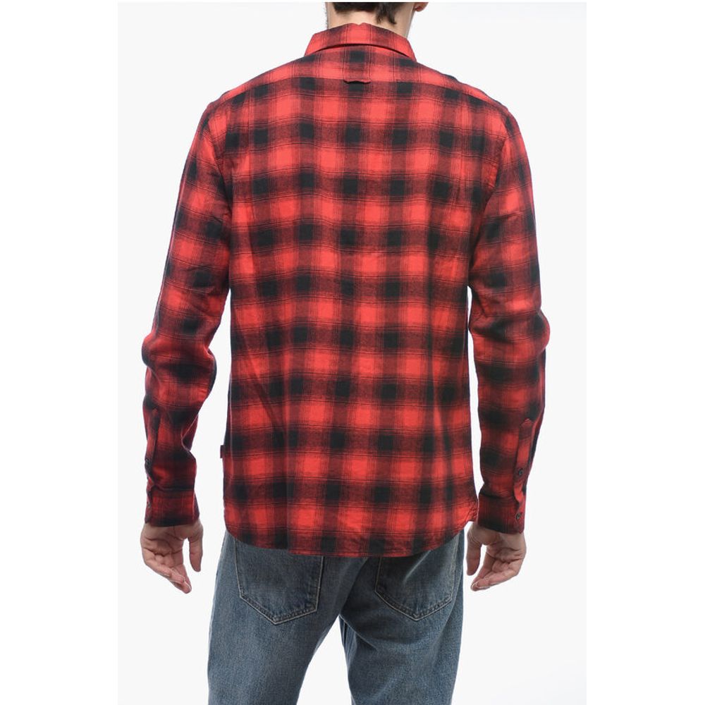 Woolrich Checked Cotton Flannel Shirt with Double Breast Pocket