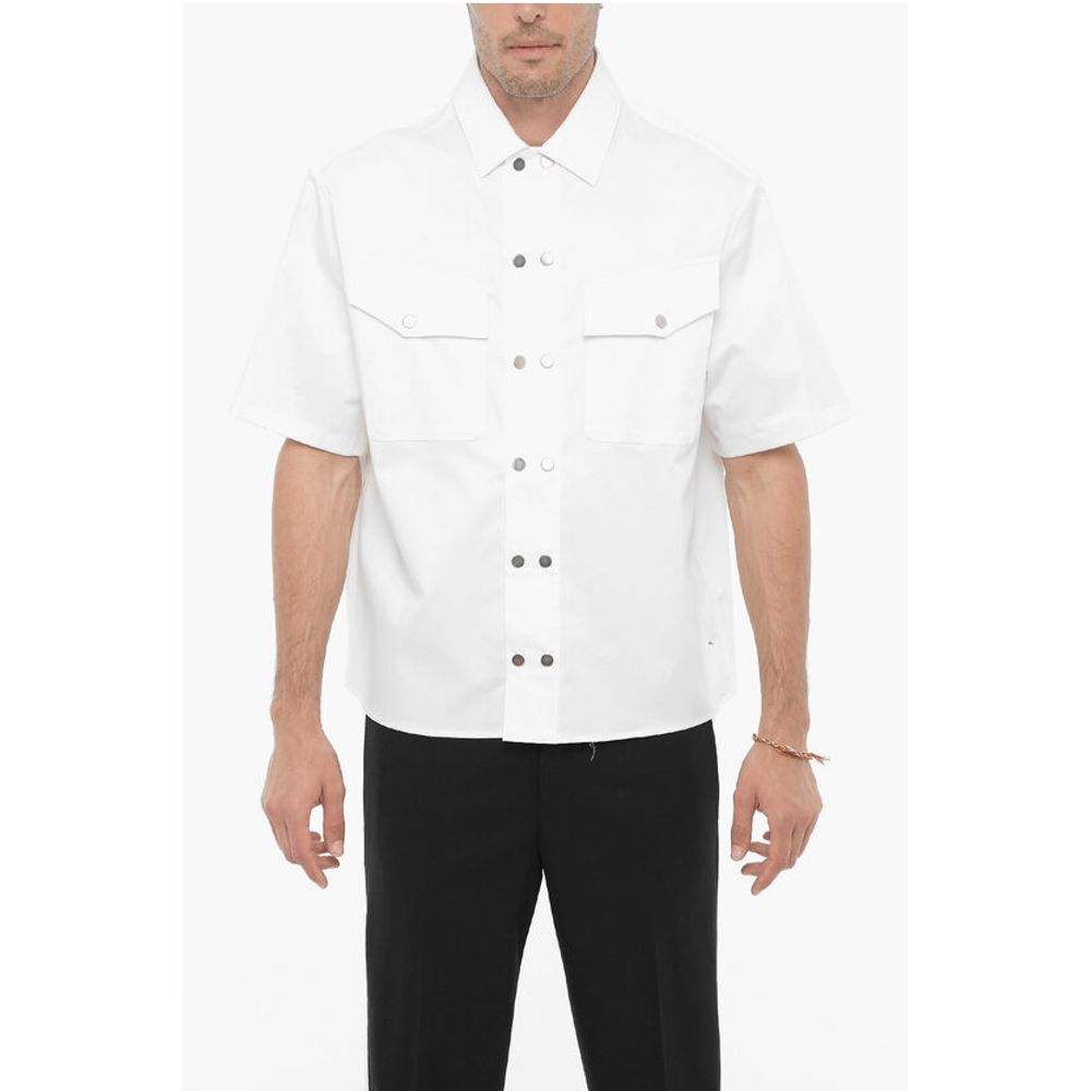 Neil Barrett Short Sleeved Boxy Fit Shirt with Double Breast Pocket