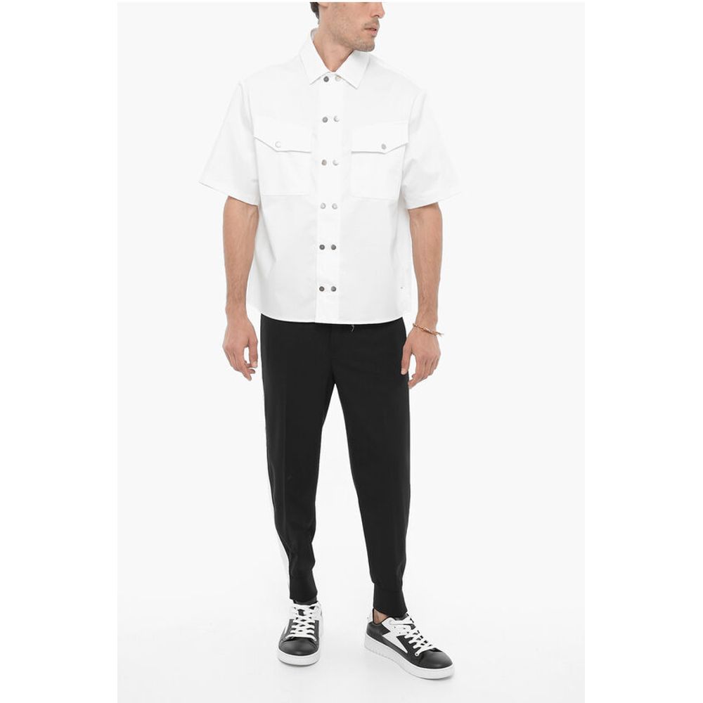 Neil Barrett Short Sleeved Boxy Fit Shirt with Double Breast Pocket