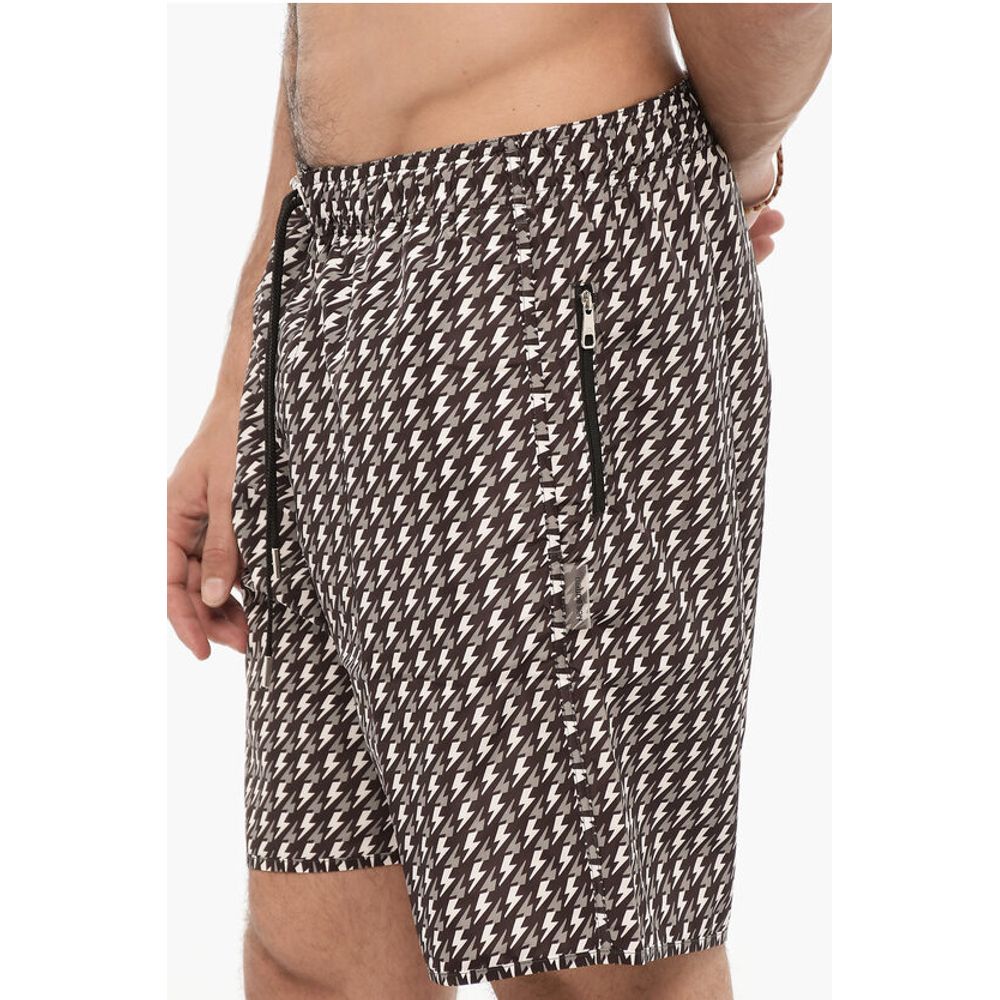 Neil Barrett All Over Thunderbolt Printed Swim Shorts