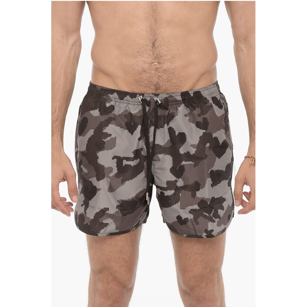 Neil Barrett Camouflage Motif Slim Fit Swim Shorts