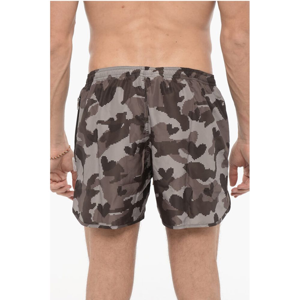 Neil Barrett Camouflage Motif Slim Fit Swim Shorts