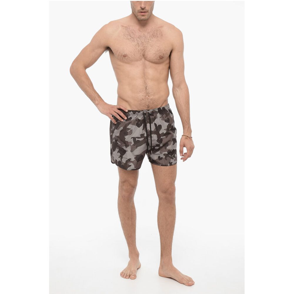 Neil Barrett Camouflage Motif Slim Fit Swim Shorts