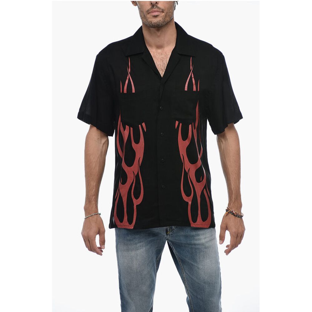 Vision of Super Flame Print Bowling Shirt