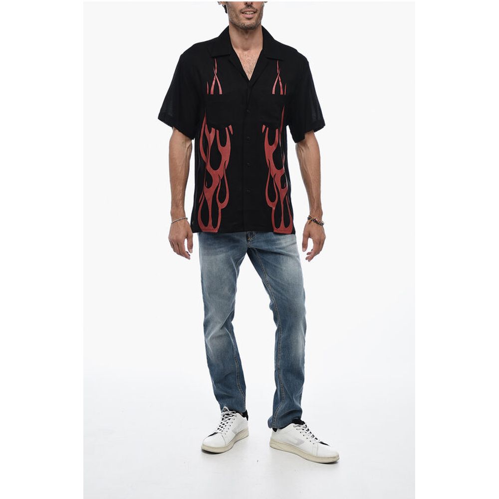 Vision of Super Flame Print Bowling Shirt