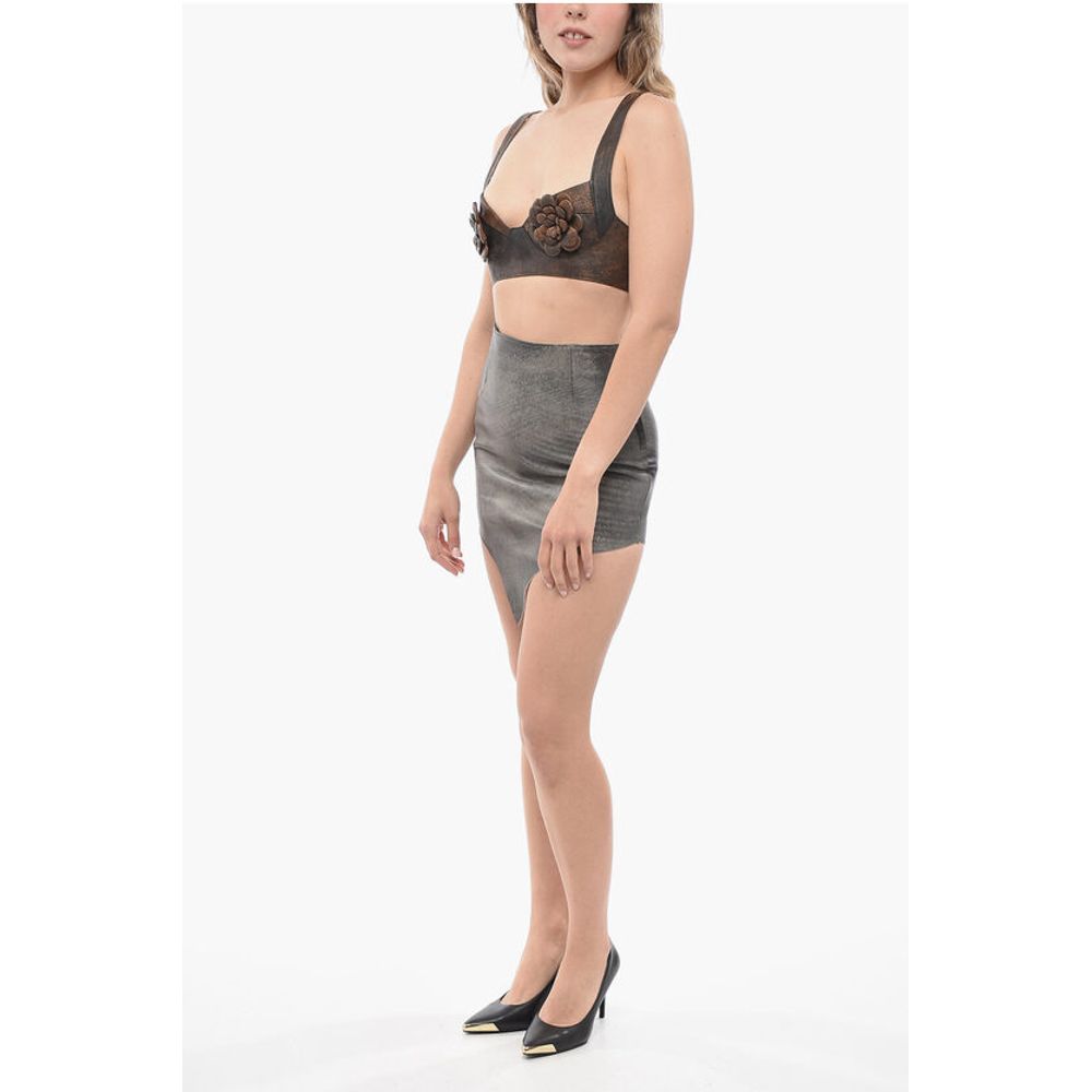 BAIA Leather Bra Top with Embossed Details