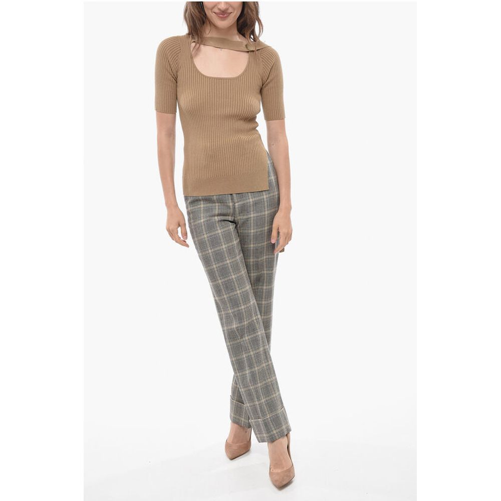 Eudon Choi Ribbed Top with Cut-Out Details
