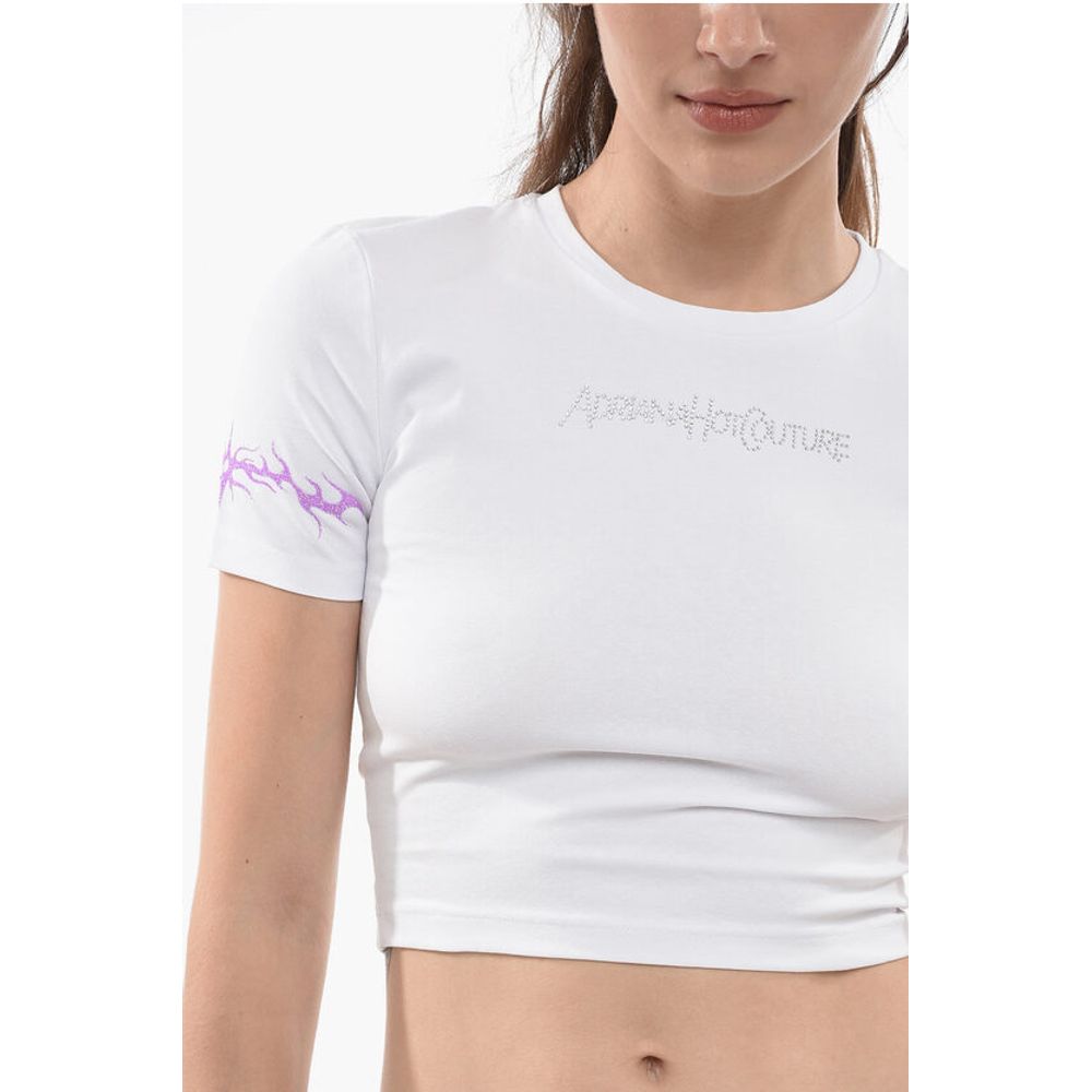 Adriana Hot Couture Rhinestone Logo Crew-neck t-Shirt