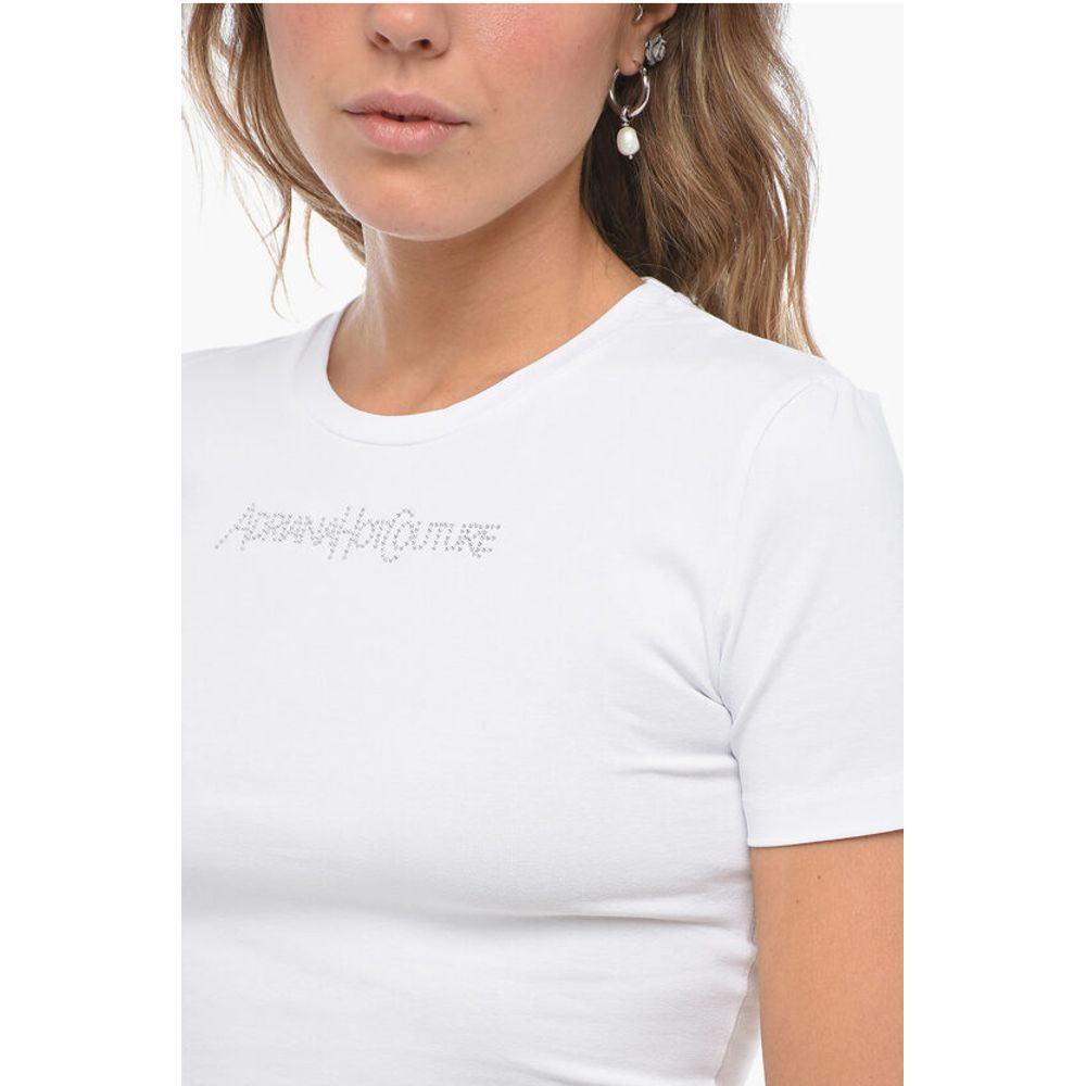 Adriana Hot Couture Rhinestoned GLITTER TATTOO Cropped Fit T-Shirt