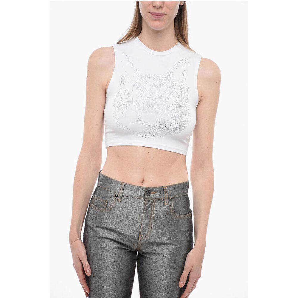 Adriana Hot Couture Rhinestoned Cropped Tank Top