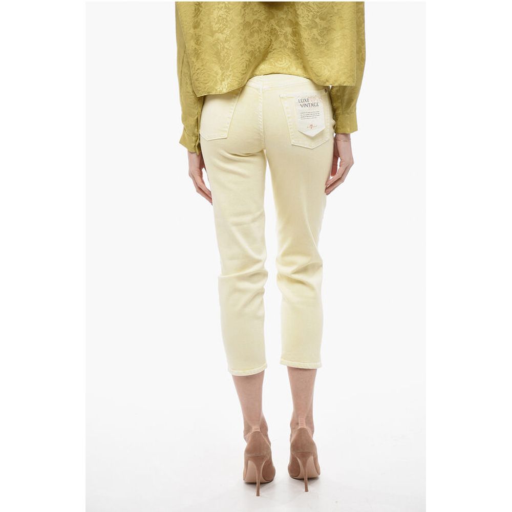 7 For All Mankind LUXE VINTAGE 5 Pockets Acid Wash Effect Pants with Golden-Bu
