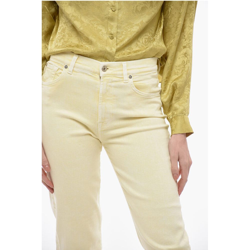 7 For All Mankind LUXE VINTAGE 5 Pockets Acid Wash Effect Pants with Golden-Bu