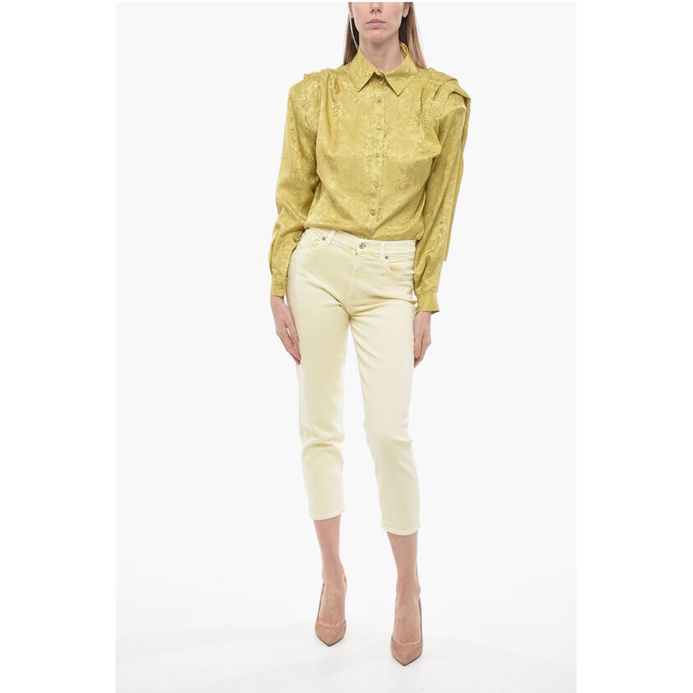 7 For All Mankind LUXE VINTAGE 5 Pockets Acid Wash Effect Pants with Golden-Bu