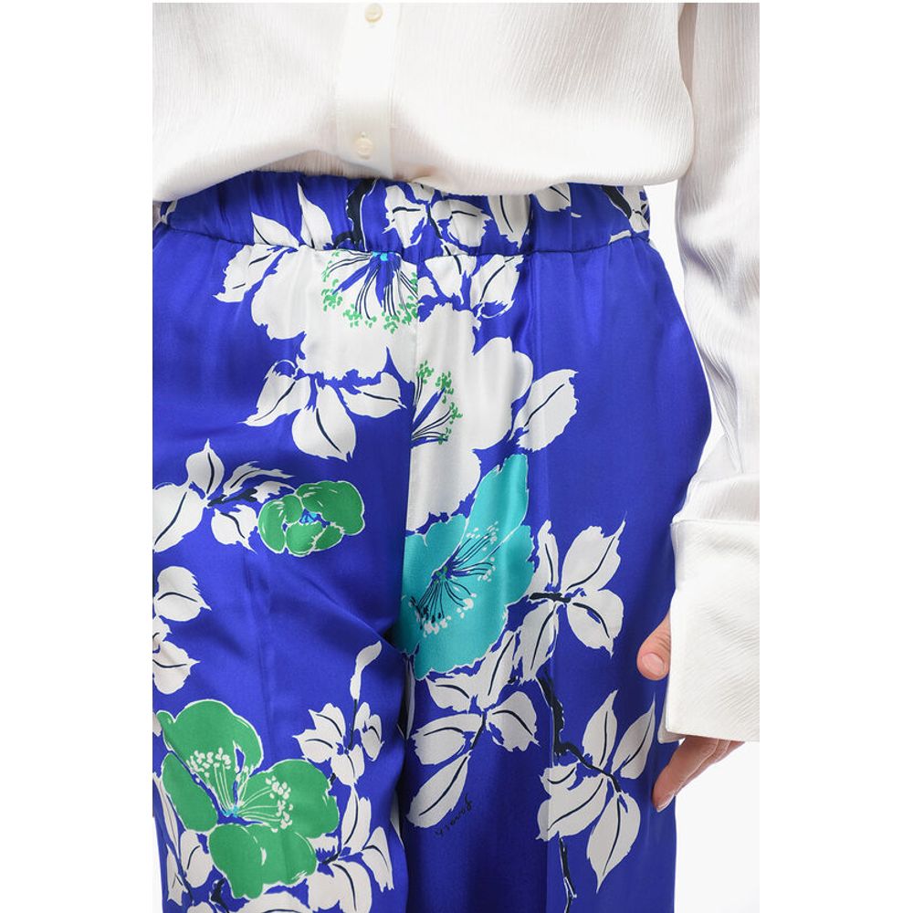 Parosh Silk Palazzo Pants with Floral Print
