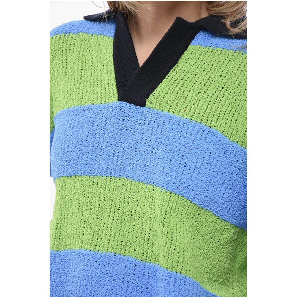 SUNNEI Two-Tone Crochet Sweater with Polo Neck