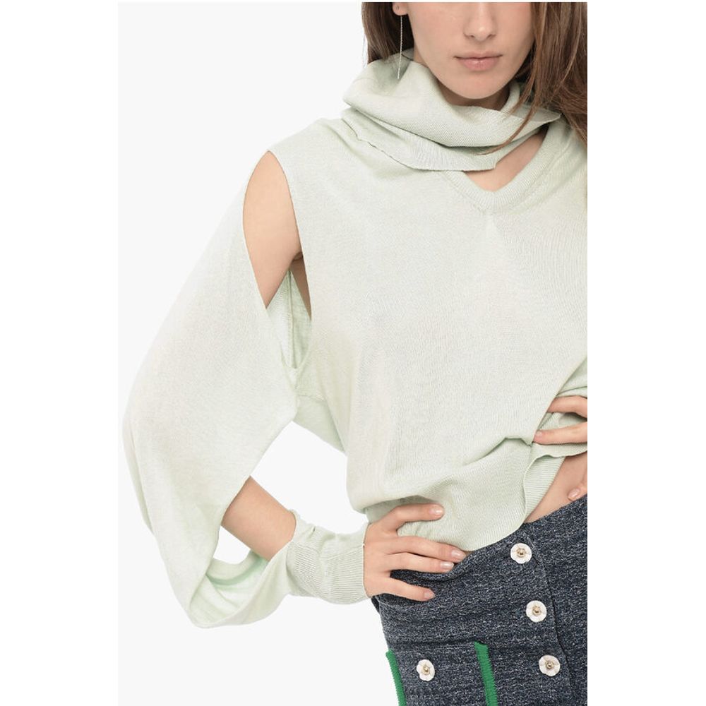 Silk Sweater with Cut-Out Detail and Removable Collar