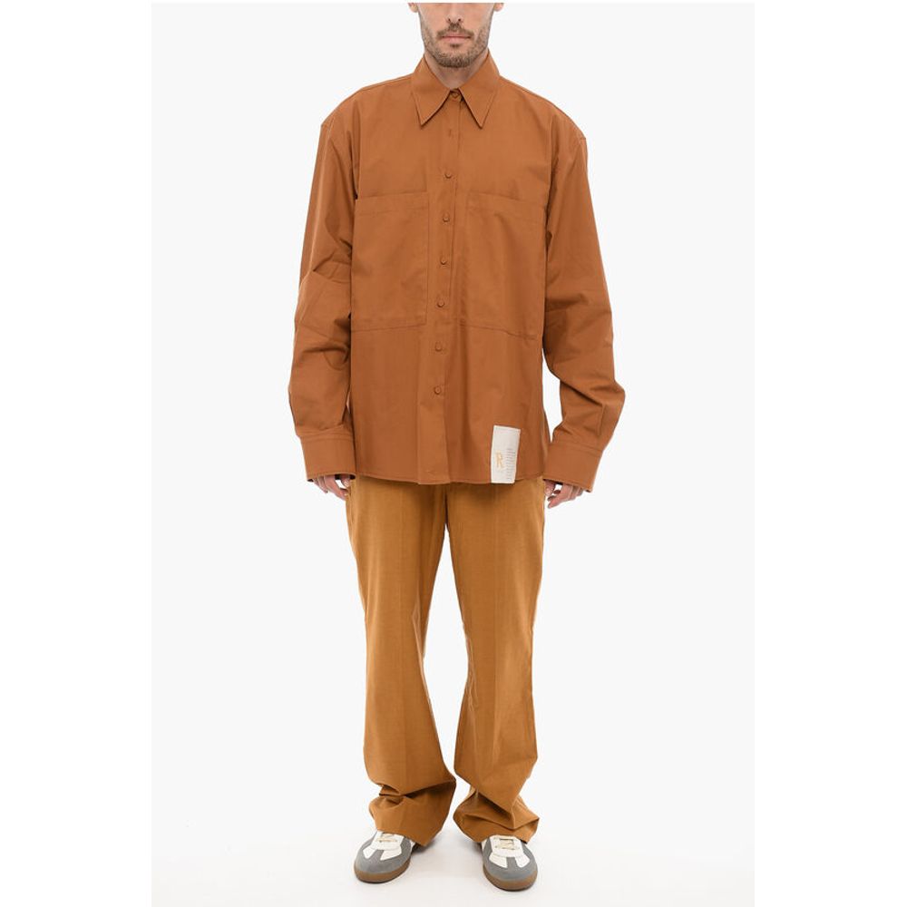 Classic Collar Cotton Shirt with Double Breast Pockets