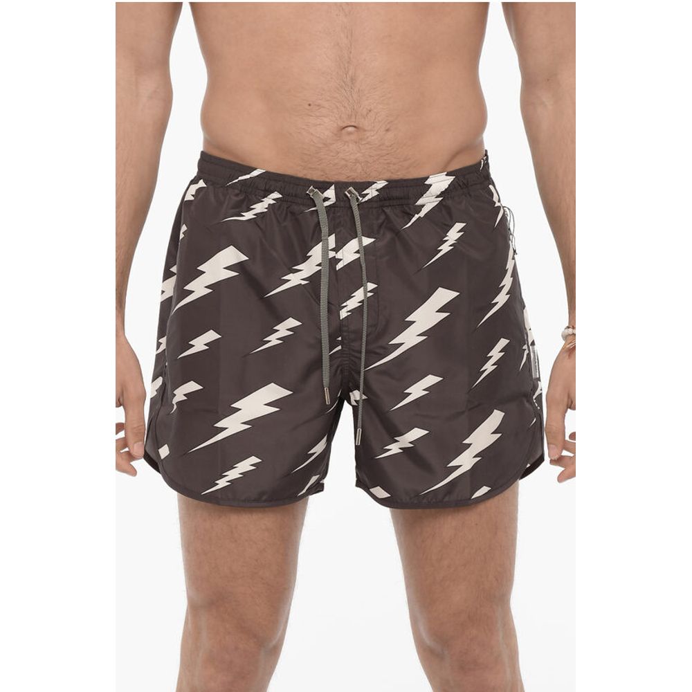 Neil Barrett Slim Fit All-Over Monogram RAIN Swim Shorts
