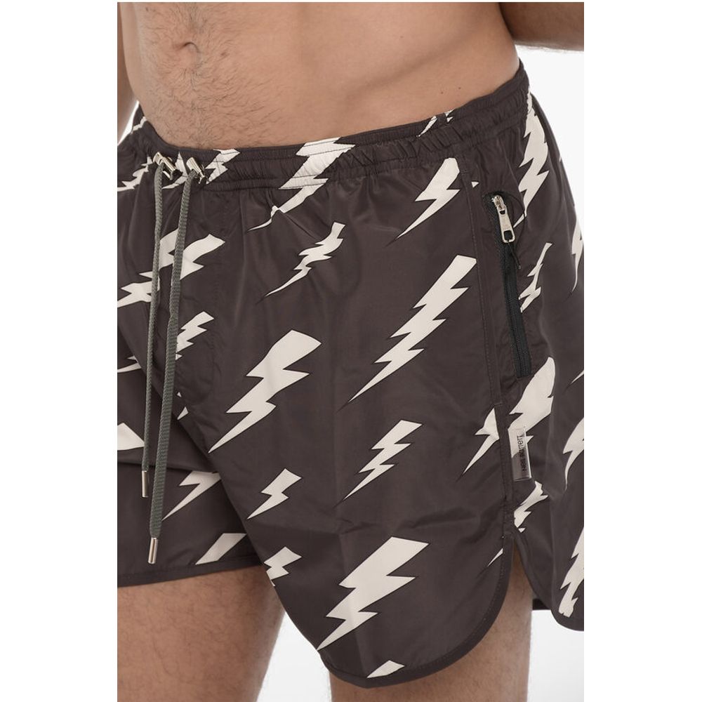 Neil Barrett Slim Fit All-Over Monogram RAIN Swim Shorts
