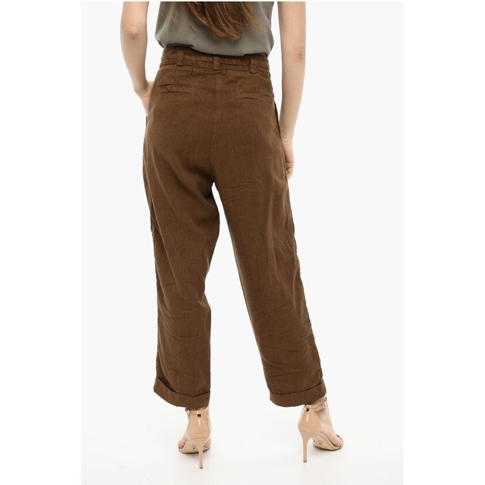 Woolrich Doluble Pleated Linen and Cotton Pants with Belt