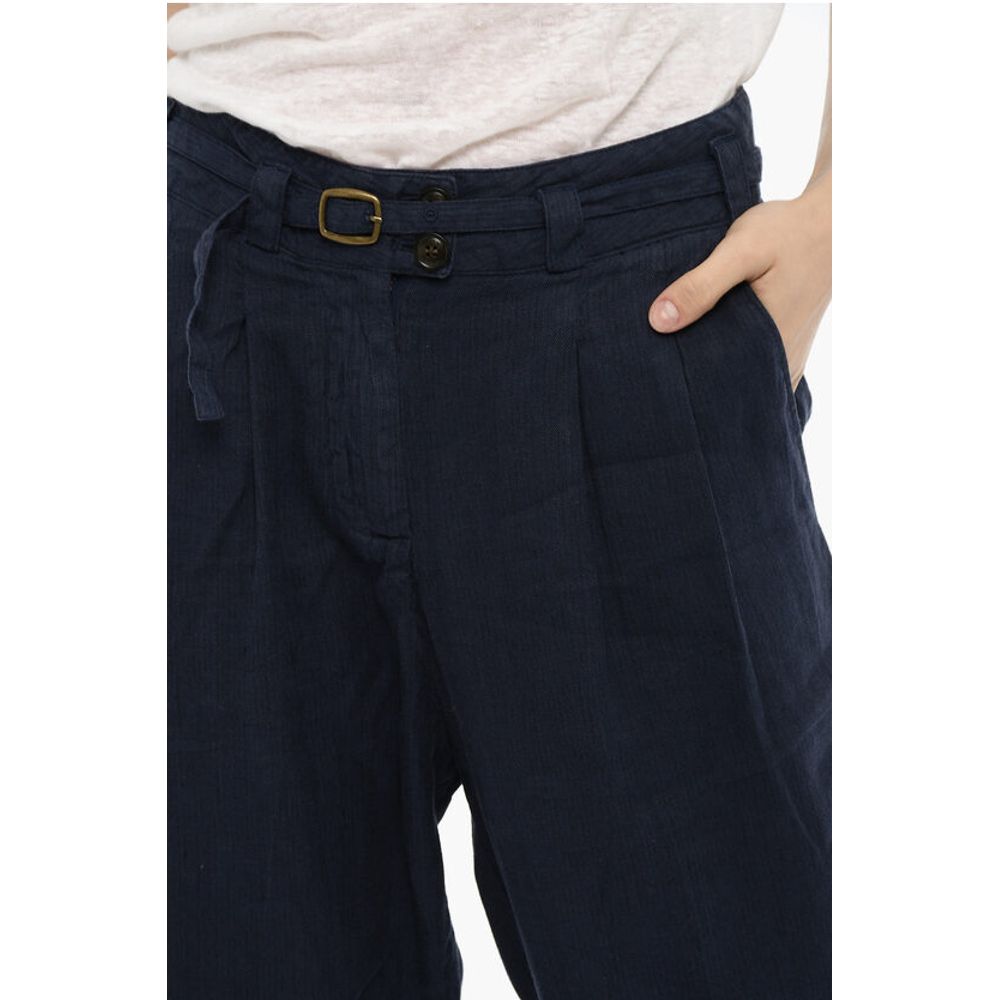 Woolrich Double pleat Cotton and Linen Pants with Belt