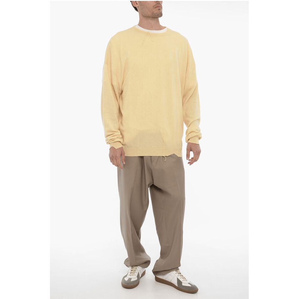 Vintage Effect Cashmere Blend Crew-neck Sweater